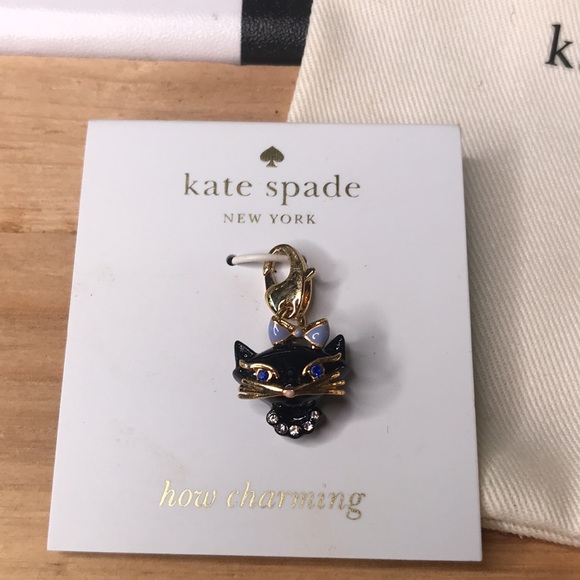 Kate Spade New York How Charming Black Cat with Blue Eyes Sparkly Dangle Charm - Picture 3 of 15